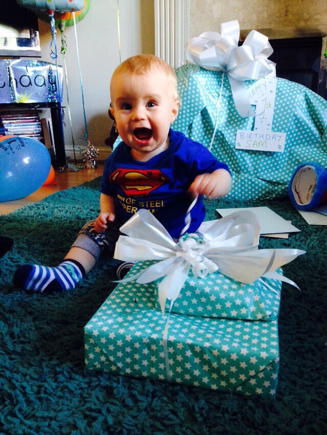 Baby excited about his 1st Birthday